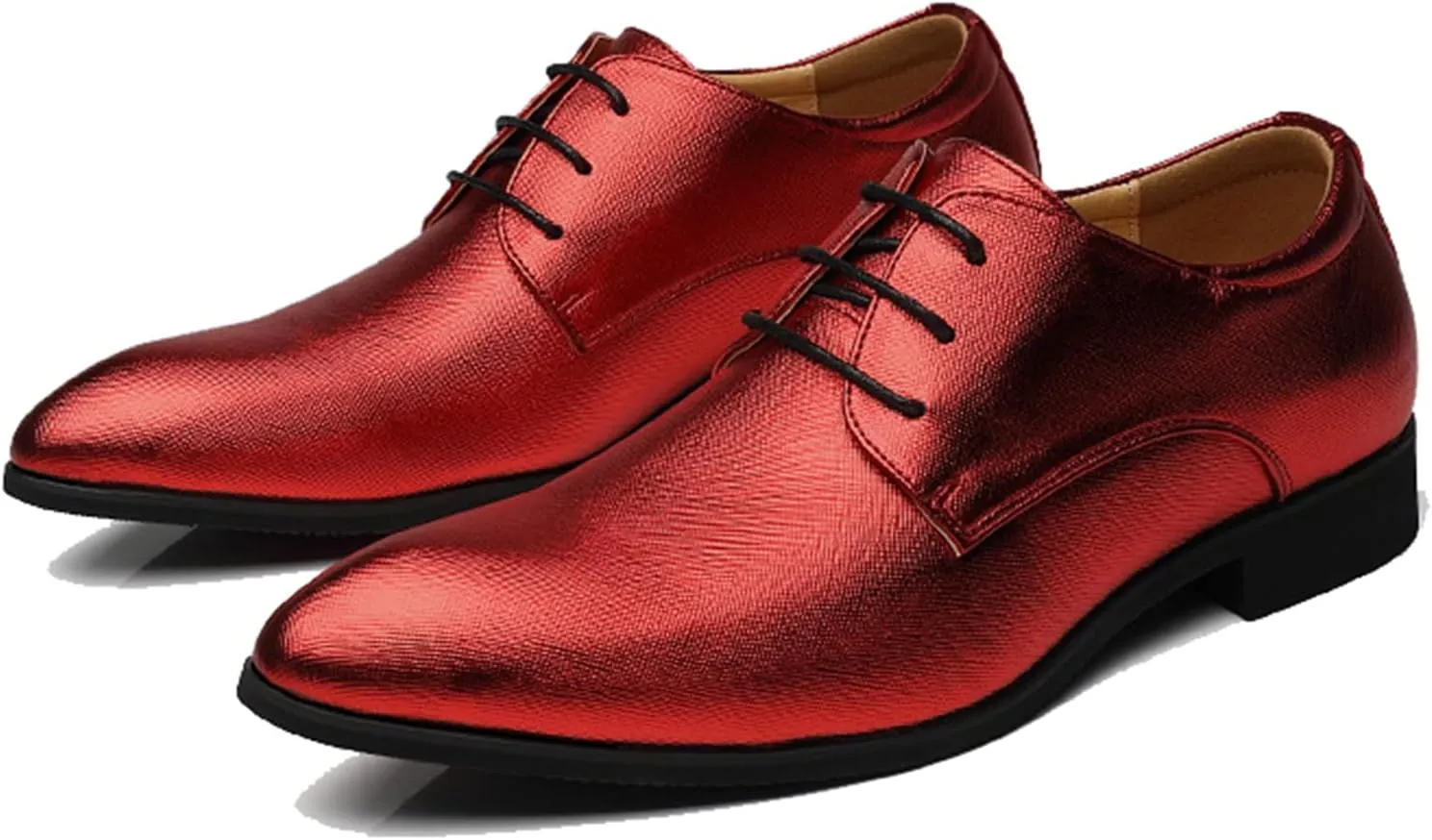 Mens Faux Patent Leather Classic Lace-Up Formal Oxford Tuxedo Dress Shoes Men Wedding Shoe