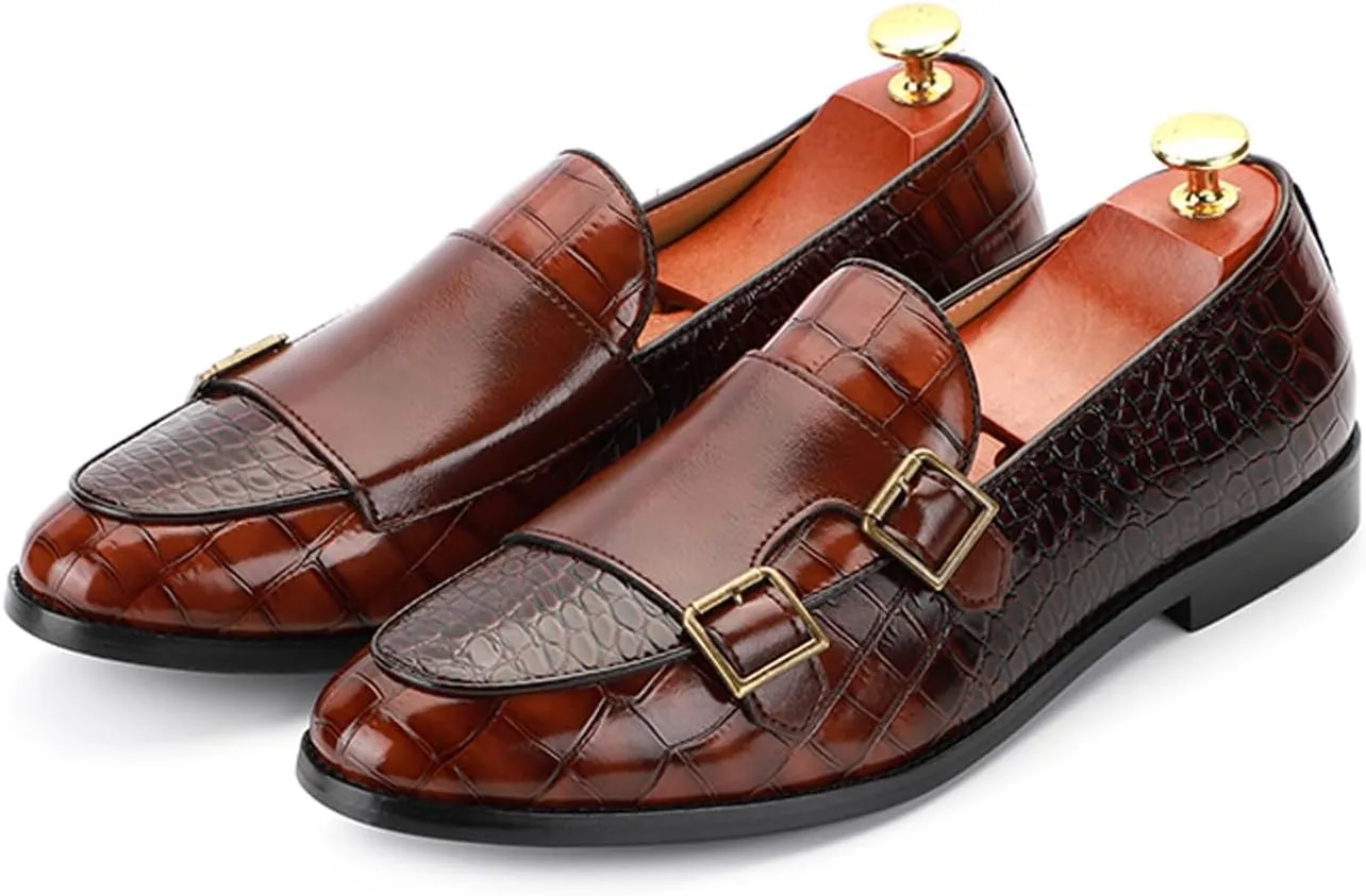 Mens Faux Patent Leather Loafers Monk Strap Formal Oxford Tuxedo Dress Shoes Men Wedding Shoe