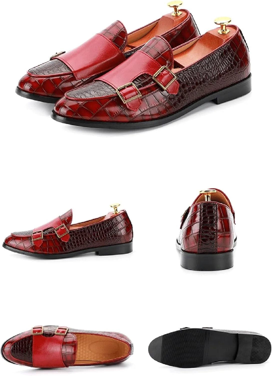 Mens Faux Patent Leather Loafers Monk Strap Formal Oxford Tuxedo Dress Shoes Men Wedding Shoe