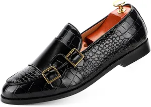 Mens Faux Patent Leather Loafers Monk Strap Formal Oxford Tuxedo Dress Shoes Men Wedding Shoe