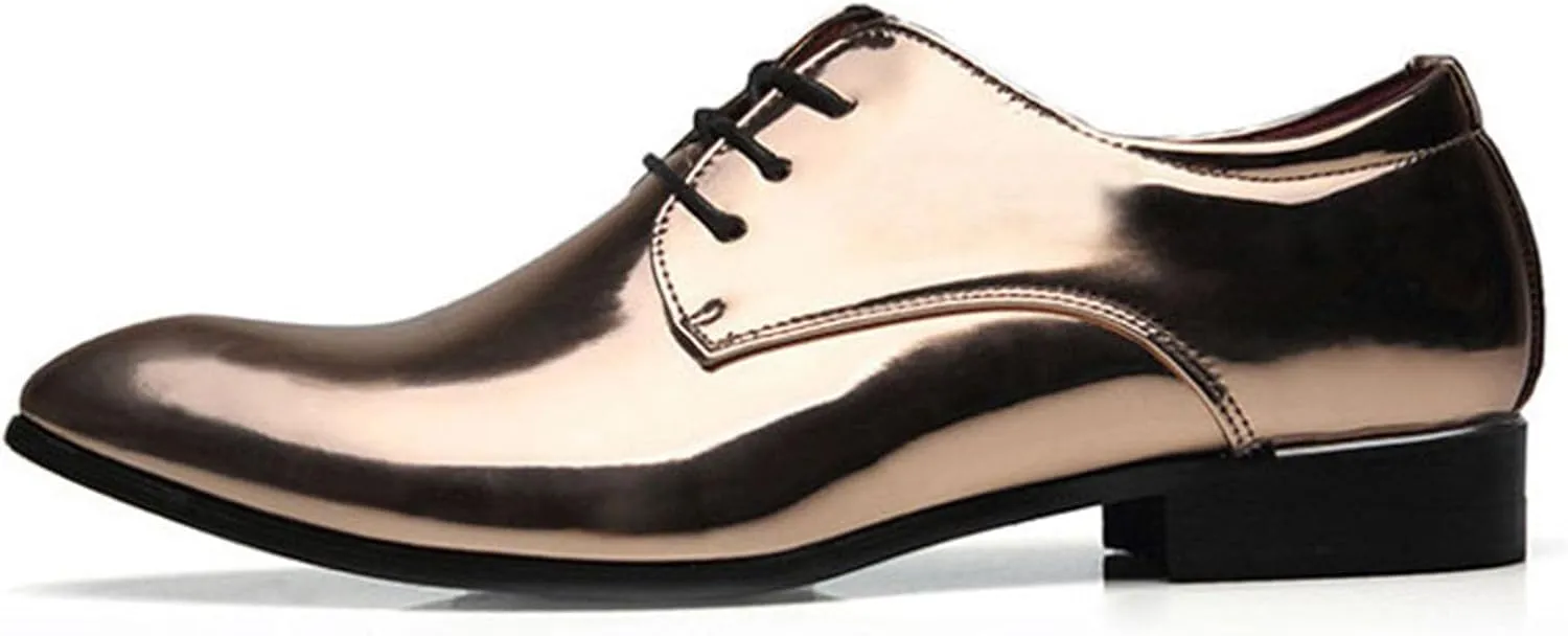 Men's Faux Patent Leather Tuxedo Derby Dress Shoes Classic Lace-Up Formal Oxford