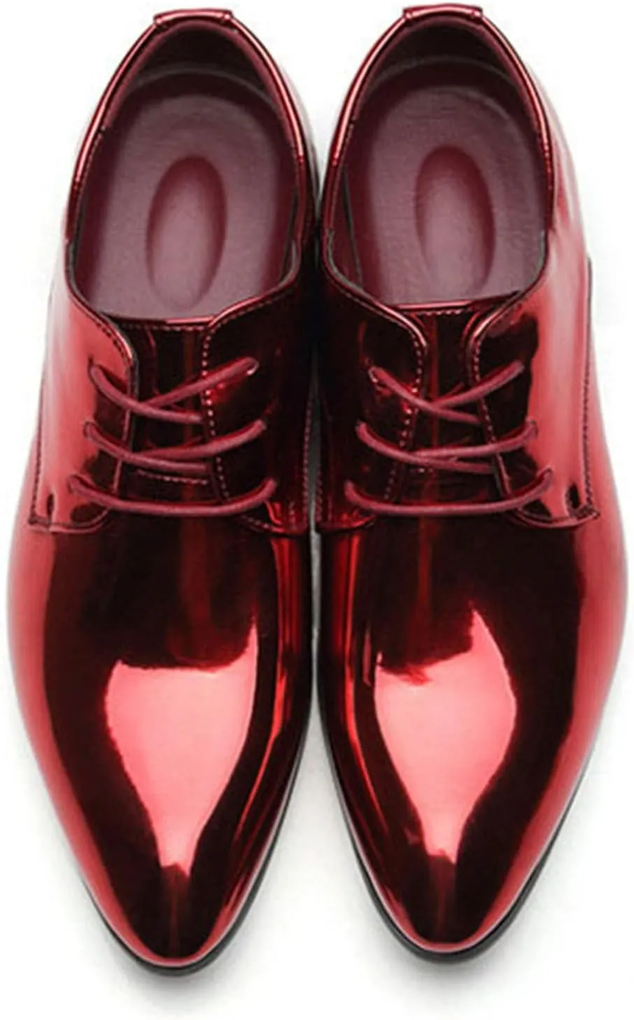 Men's Faux Patent Leather Tuxedo Derby Dress Shoes Classic Lace-Up Formal Oxford