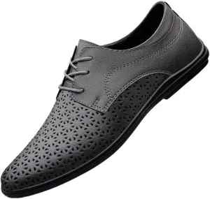Men's Formal Breathable Hollow Oxford Shoes Lace-up Business Leather Non Slip Brogue