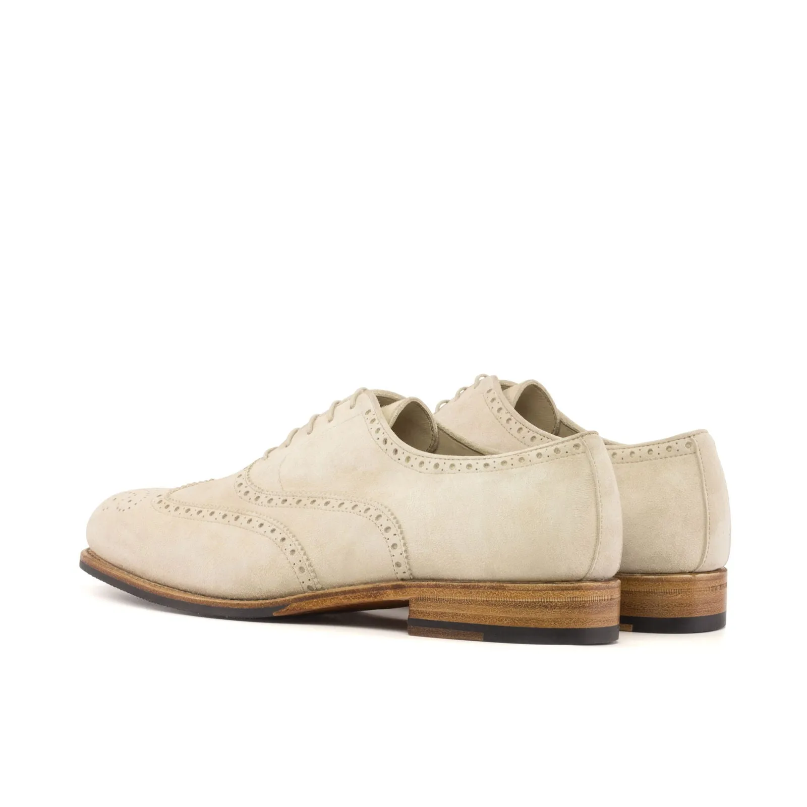 Men's Full Brogue Leather Shoes Goodyear Welt Wide Plus Size White 5642