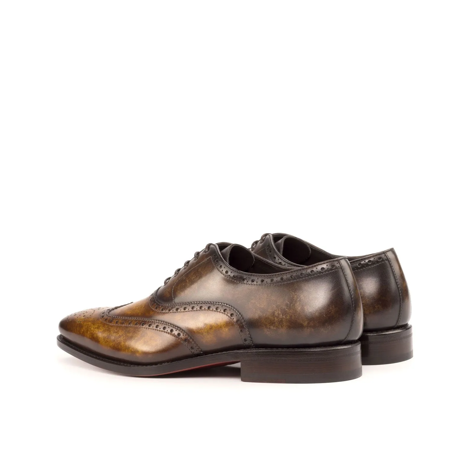 Men's Full Brogue Shoes Patina Leather Goodyear Welt Wide Plus Size Brown Dark Brown 4653