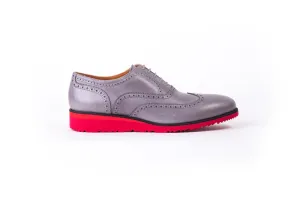Men's Grey Red sole Brogue Wingtip