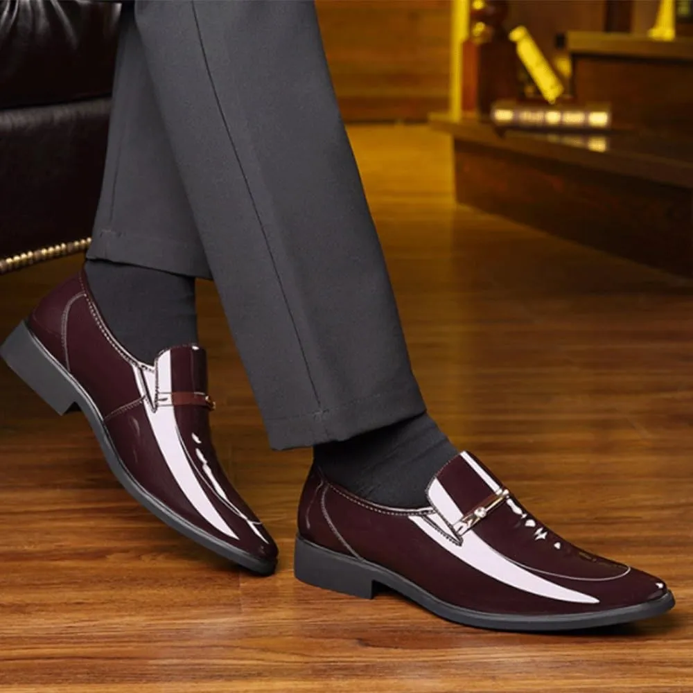 Mens Height Increasing Dress Shoes Invisible Elevator Oxfords Patent Leather Formal Taller Elevated Comfort Heels