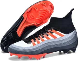 Mens High-Top Lace Up Soccer Cleats Outdoor Lightweight Training Ground Athletic Football Boots Rugby Running Lacrosse Sports Shoes