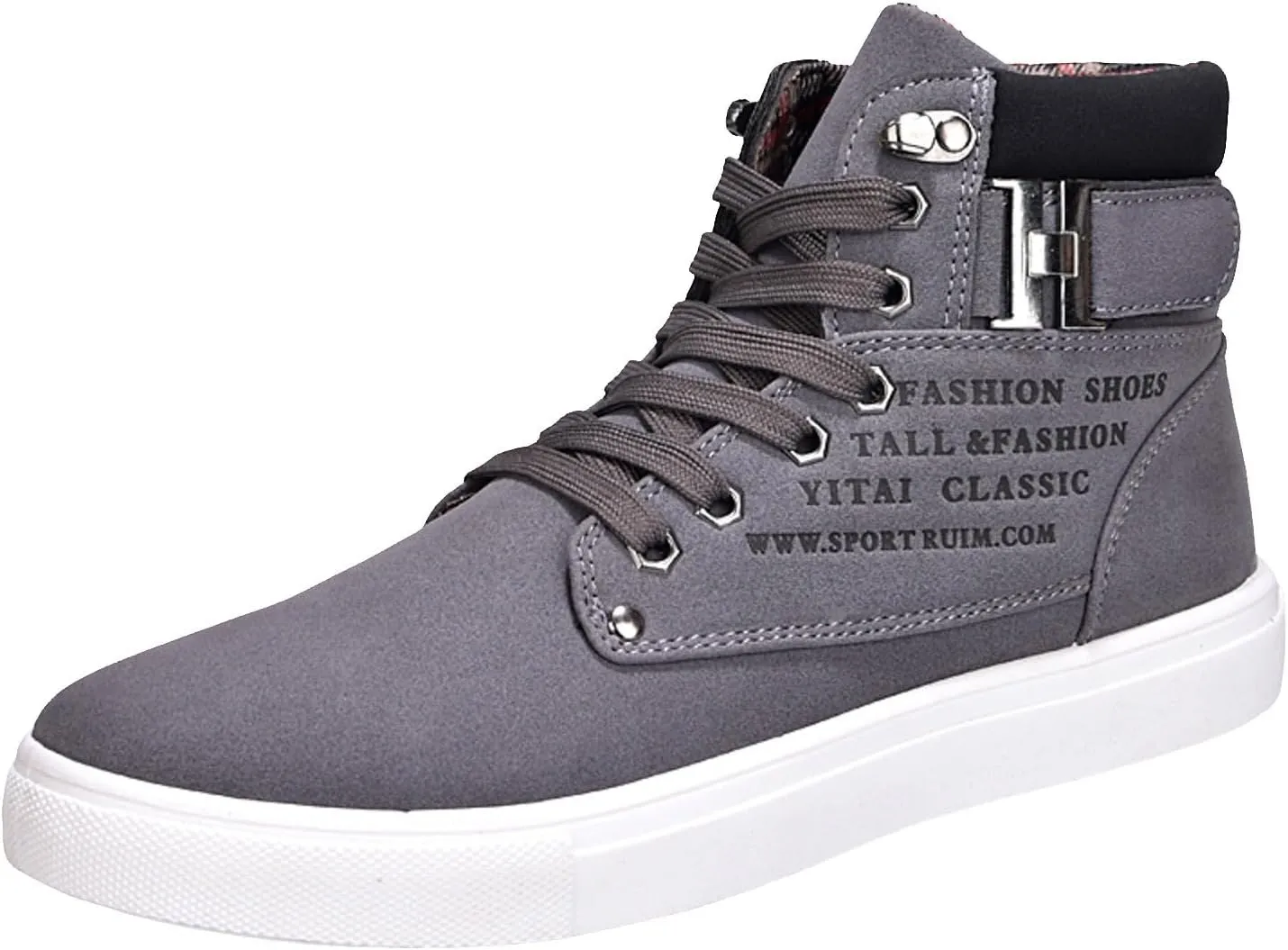 Men's High Top Sneakers Retro Casual Lace Up Sport Shoes Comfort Flat Bottom Walking Boots Outdoor Tall Water Boots Men
