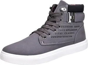 Men's High Top Sneakers Retro Casual Lace Up Sport Shoes Comfort Flat Bottom Walking Boots Outdoor Tall Water Boots Men