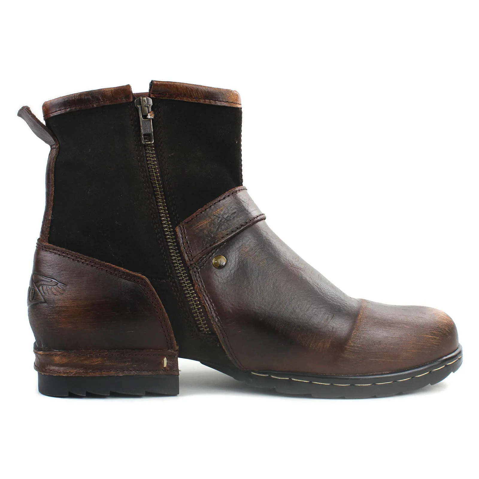 Men's Leather Ankle Moto Boots OS-5008-1-BP