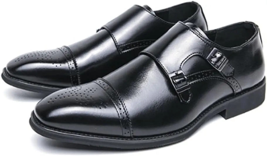Men's Leather Oxfords Shoes Breathable Lace-Up Formal Tuxedo Business Dress Shoes Rubber Sole