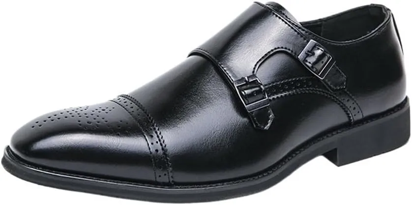 Men's Leather Oxfords Shoes Breathable Lace-Up Formal Tuxedo Business Dress Shoes Rubber Sole