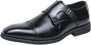Men's Leather Oxfords Shoes Breathable Lace-Up Formal Tuxedo Business Dress Shoes Rubber Sole
