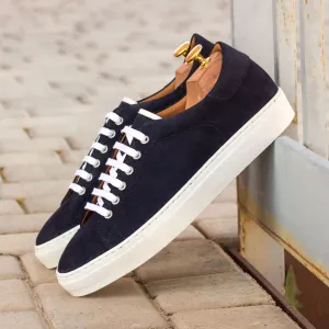 Men's Leather Trainers Wide Plus Size Blue 3437