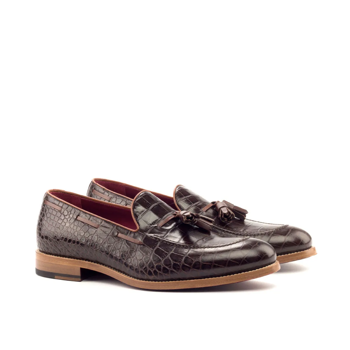 Men's Loafer Leather Shoes Wide Plus Size Brown Burgundy 2684