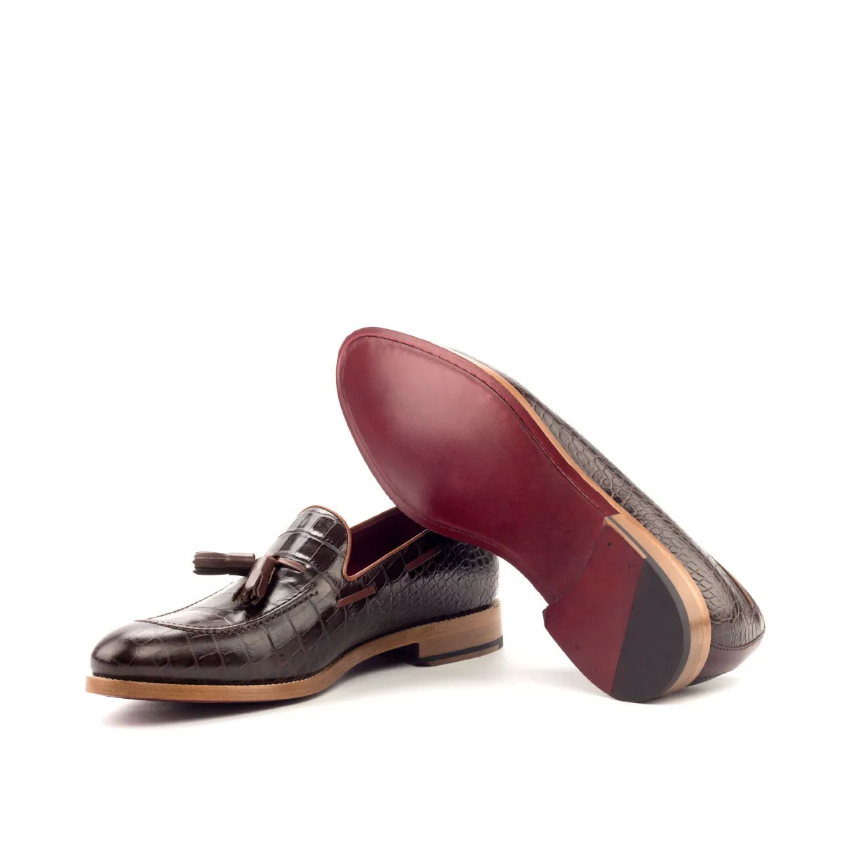 Men's Loafer Leather Shoes Wide Plus Size Brown Burgundy 2684