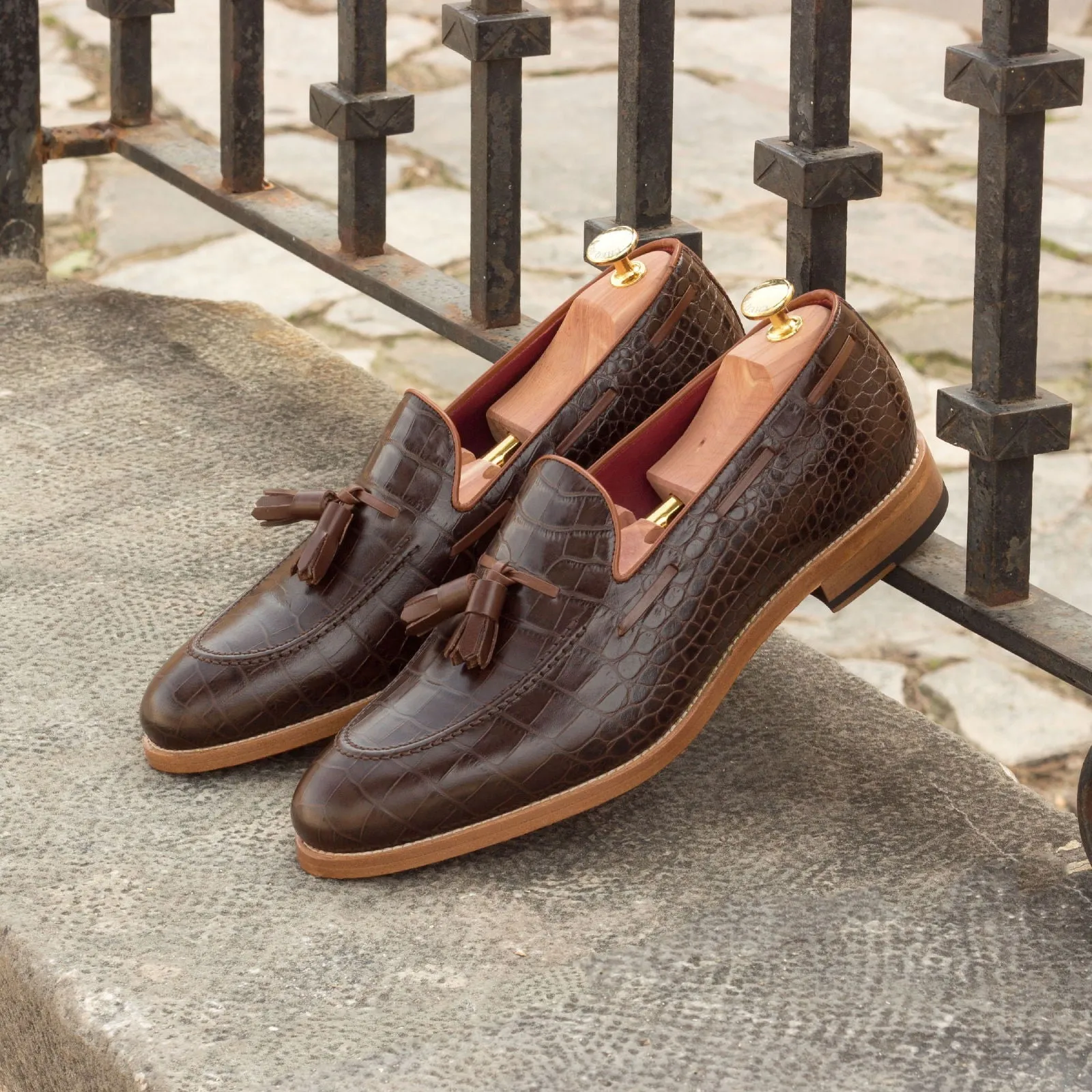 Men's Loafer Leather Shoes Wide Plus Size Brown Burgundy 2684