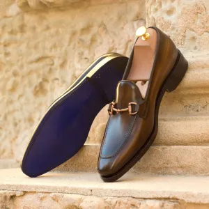 Men's Loafer Shoes Patina Leather Goodyear Welt Wide Plus Size Dark Brown 3270