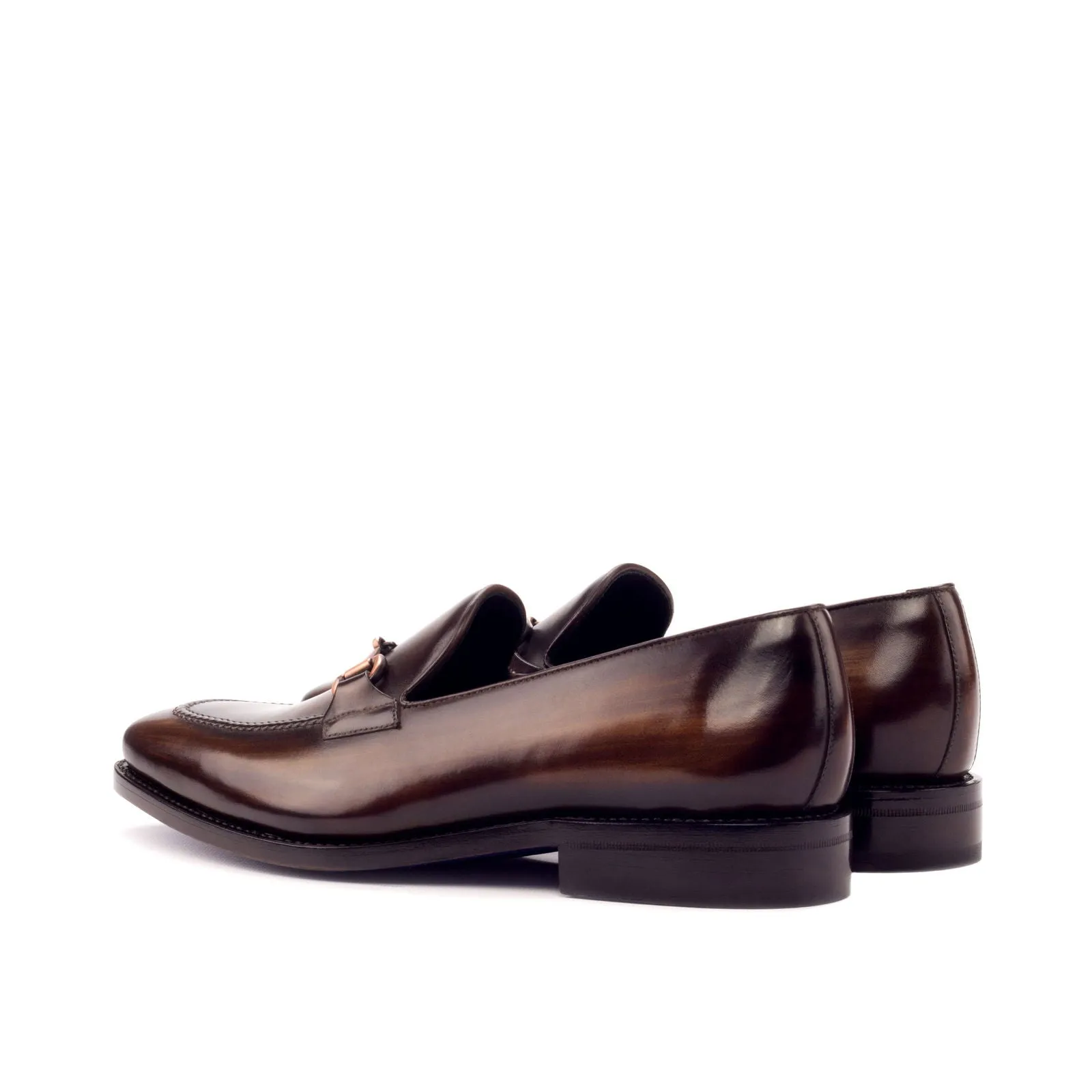 Men's Loafer Shoes Patina Leather Goodyear Welt Wide Plus Size Dark Brown 3270