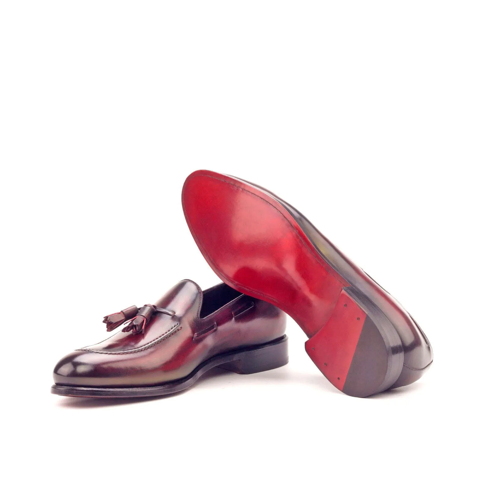 Men's Loafer Shoes Patina Leather Wide Plus Size Burgundy 2919