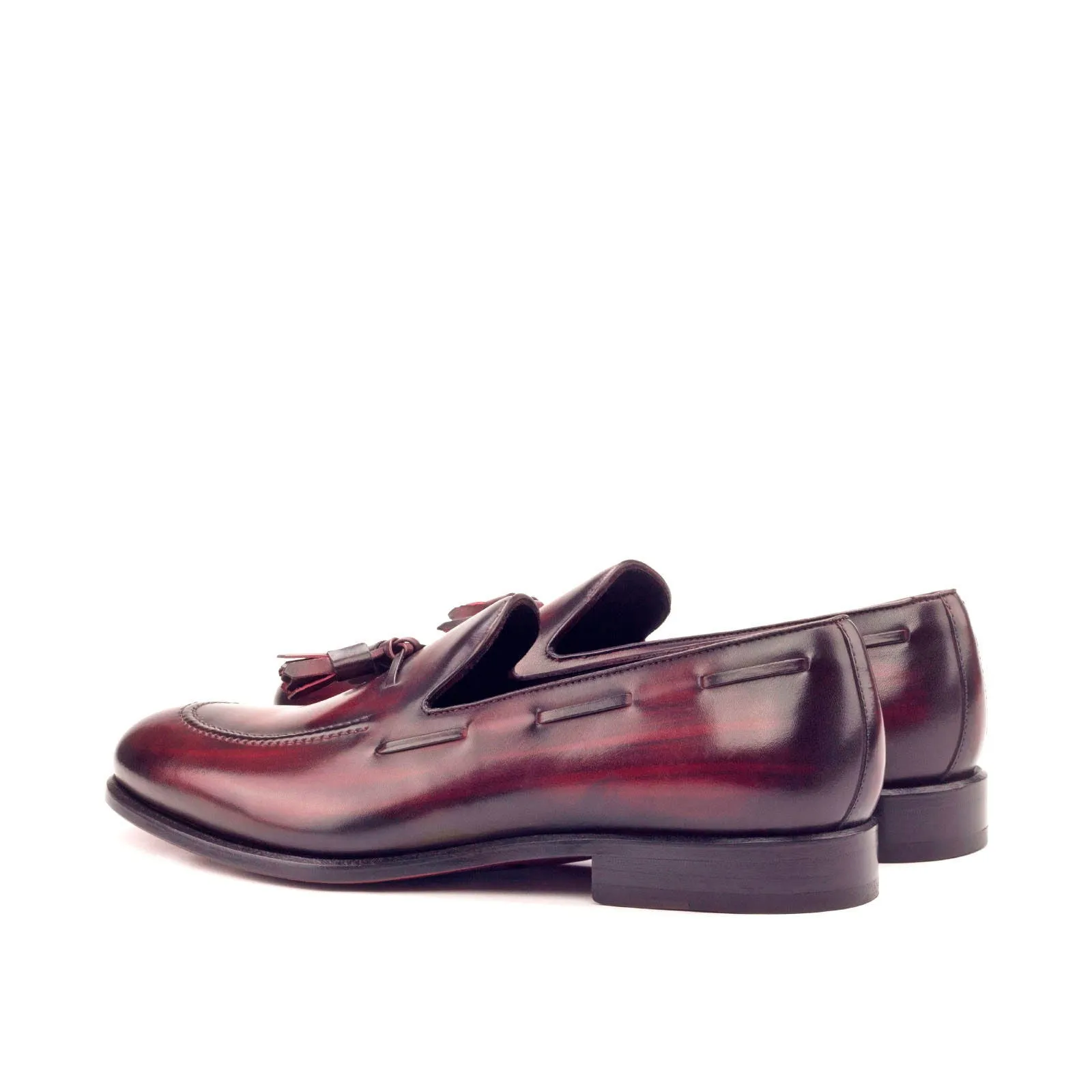 Men's Loafer Shoes Patina Leather Wide Plus Size Burgundy 2919