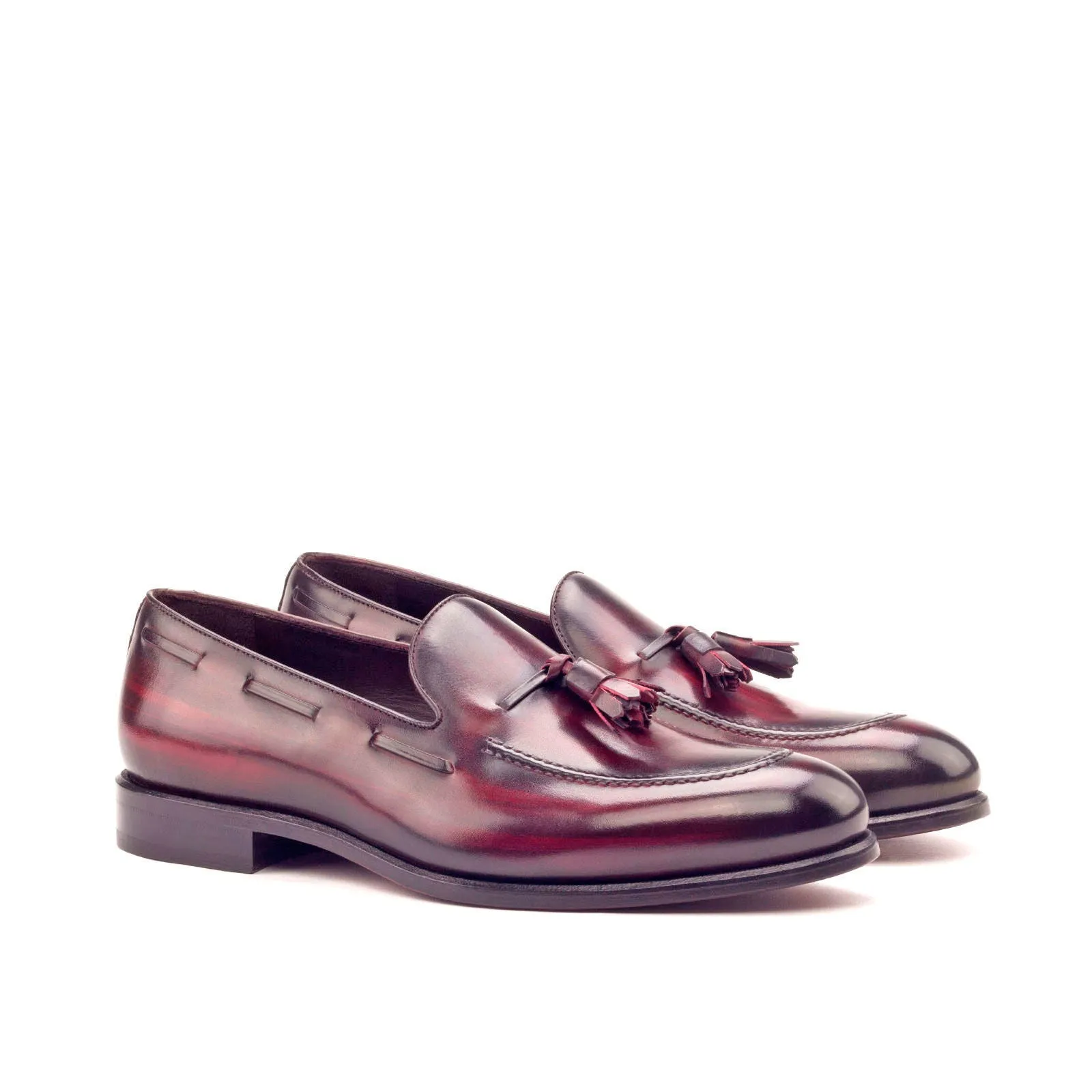 Men's Loafer Shoes Patina Leather Wide Plus Size Burgundy 2919