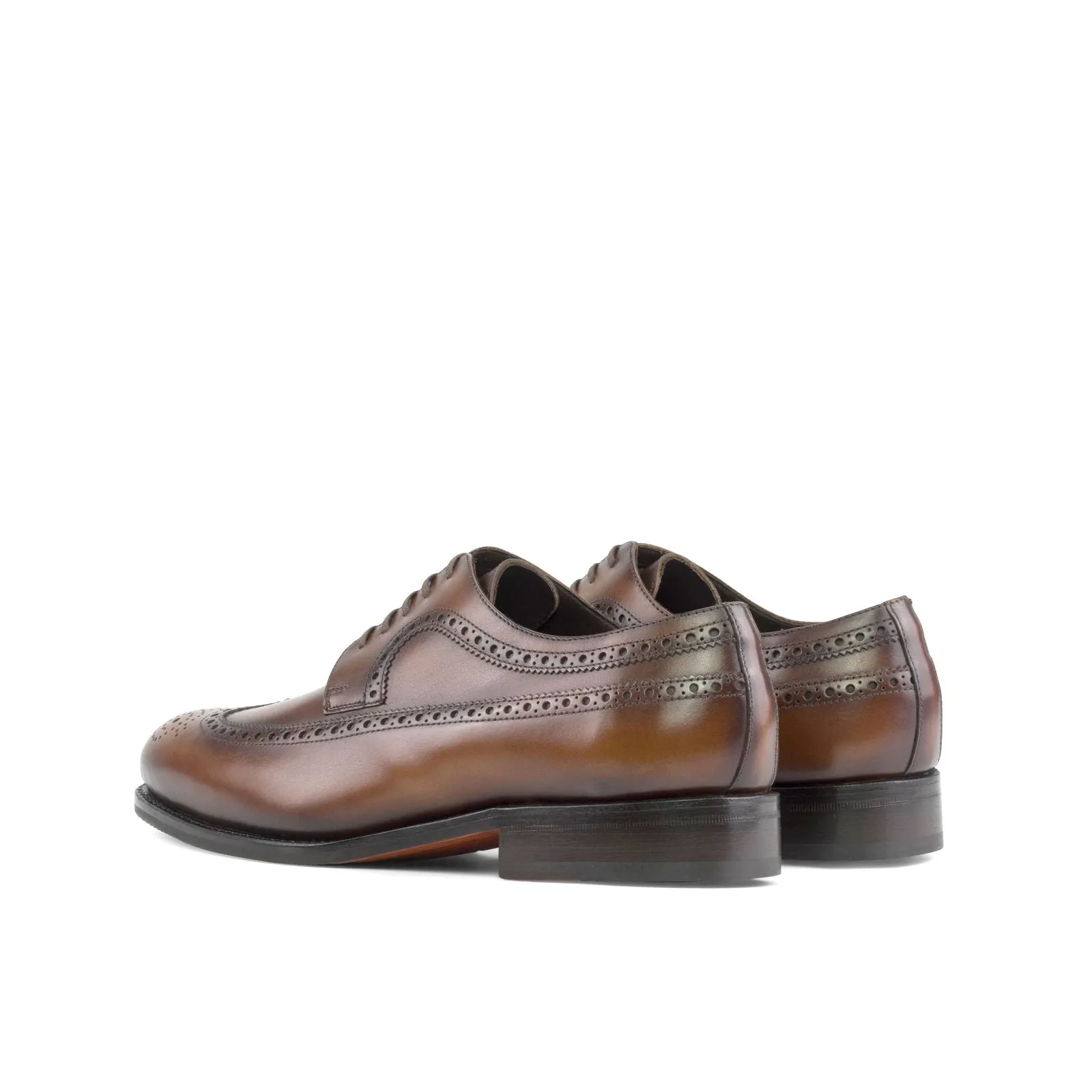 Men's Longwing Blucher Leather Shoes Goodyear Welt Wide Plus Size Brown 5409