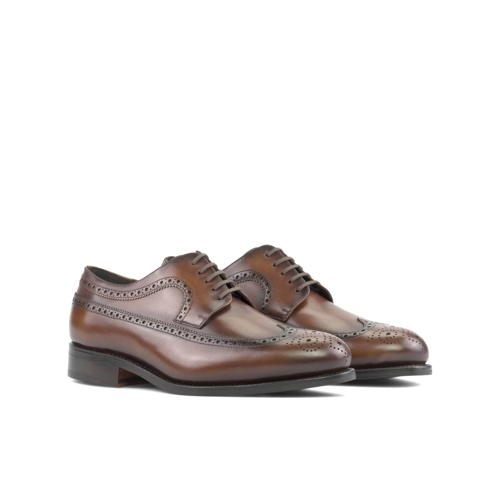 Men's Longwing Blucher Leather Shoes Goodyear Welt Wide Plus Size Brown 5409