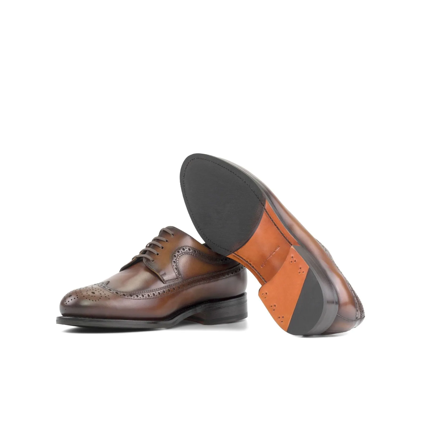 Men's Longwing Blucher Leather Shoes Goodyear Welt Wide Plus Size Brown 5409