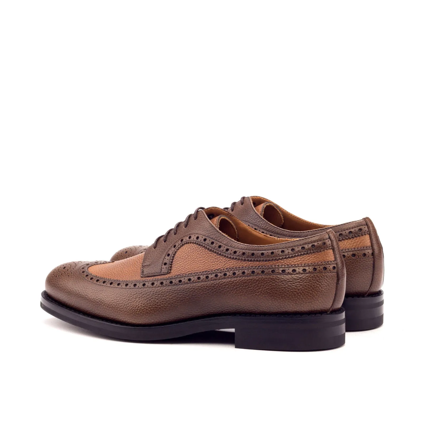 Men's Longwing Blucher Leather Shoes Goodyear Welt Wide Plus Size Brown Dark Brown 3230
