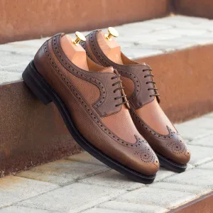 Men's Longwing Blucher Leather Shoes Goodyear Welt Wide Plus Size Brown Dark Brown 3230