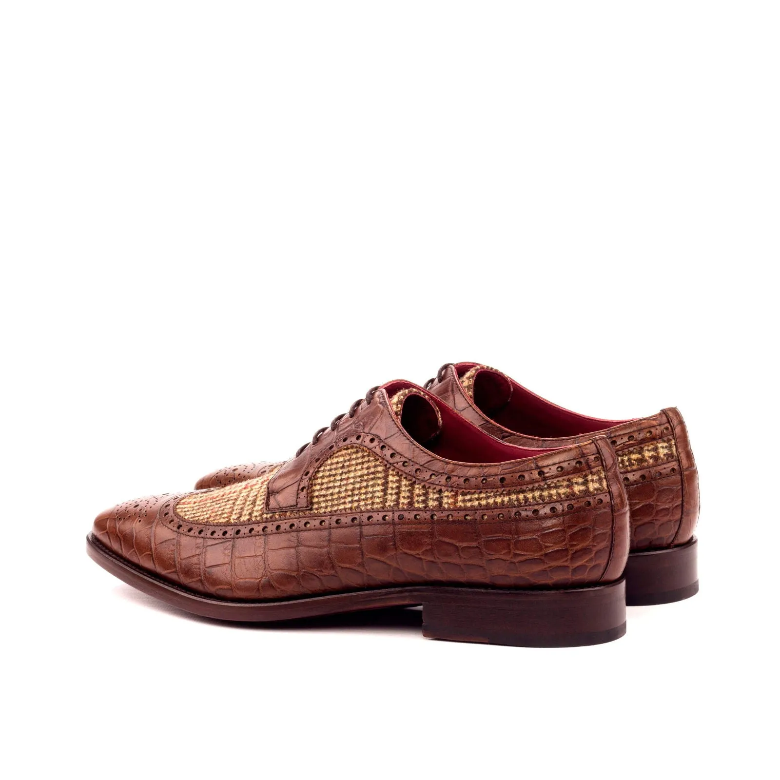 Men's Longwing Blucher Leather Shoes Wide Plus Size Brown 3377
