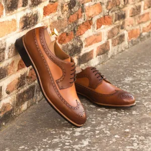 Men's Longwing Blucher Leather Shoes Wide Plus Size Brown 3742