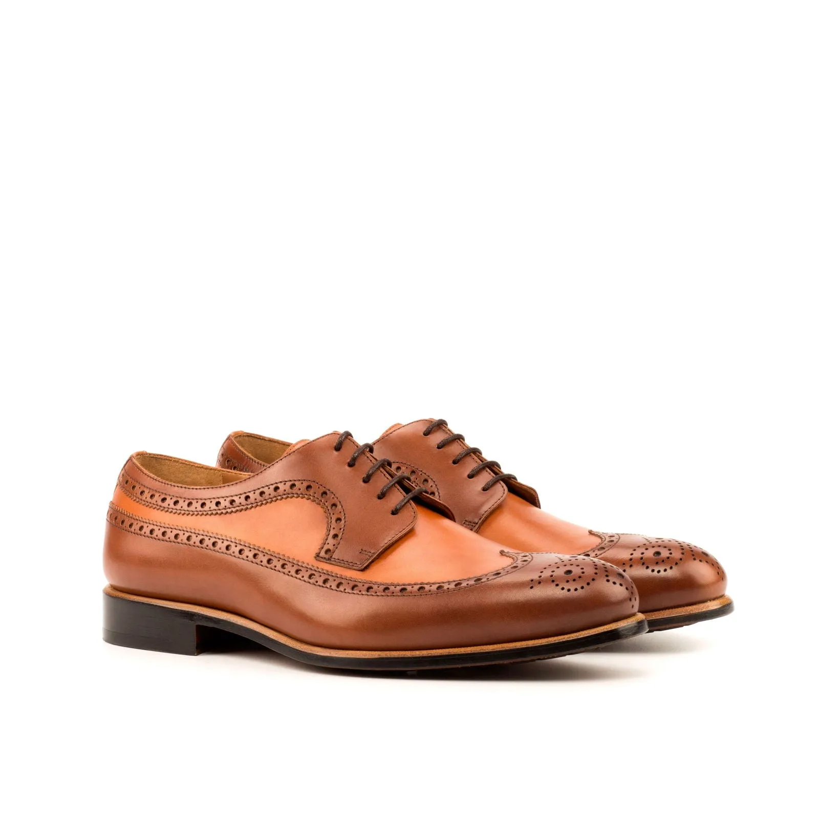 Men's Longwing Blucher Leather Shoes Wide Plus Size Brown 3742