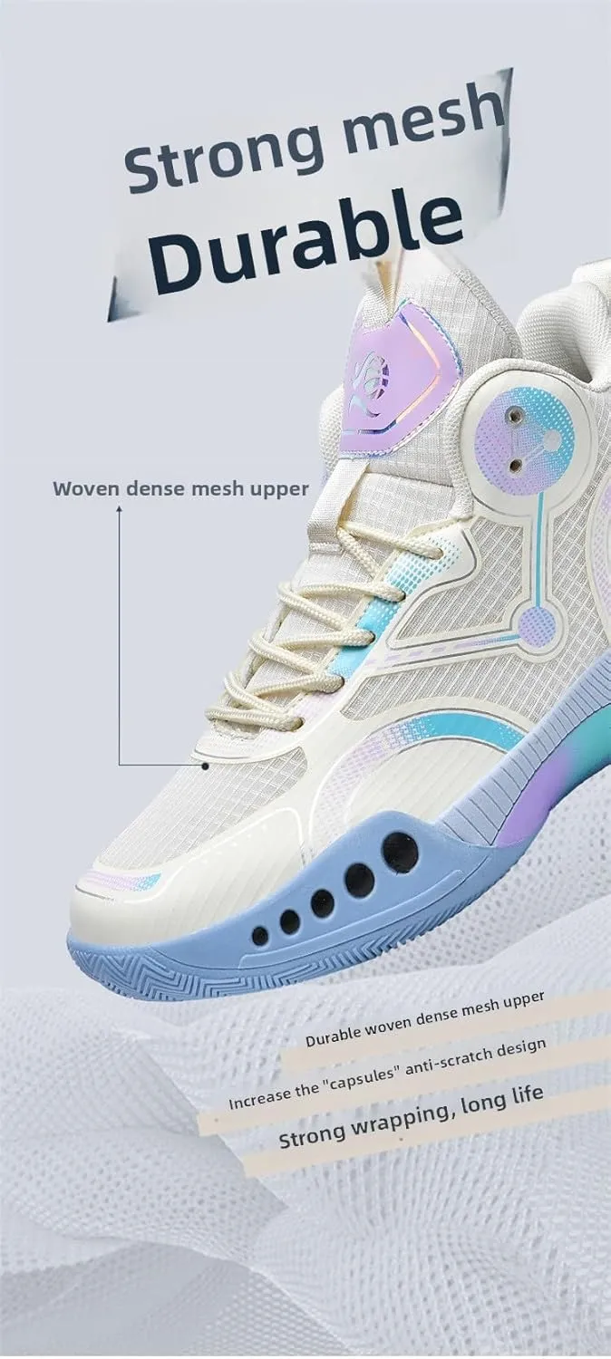 Men's Low-Top Basketball Shoes Non-Slip Outdoor Sneakers with Cushioning, Breathable Lightweight Sports Shoes for Indoor/Outdoor Courts
