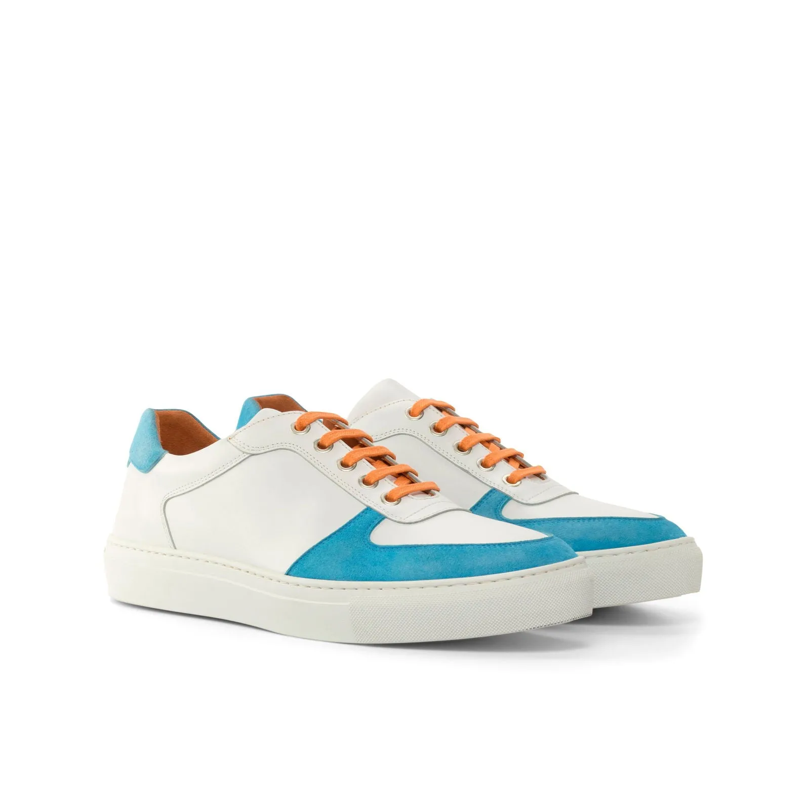 Men's Low Top Trainer Leather Shoes Wide Plus Size Blue 4864