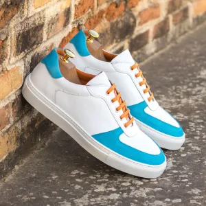 Men's Low Top Trainer Leather Shoes Wide Plus Size Blue 4864