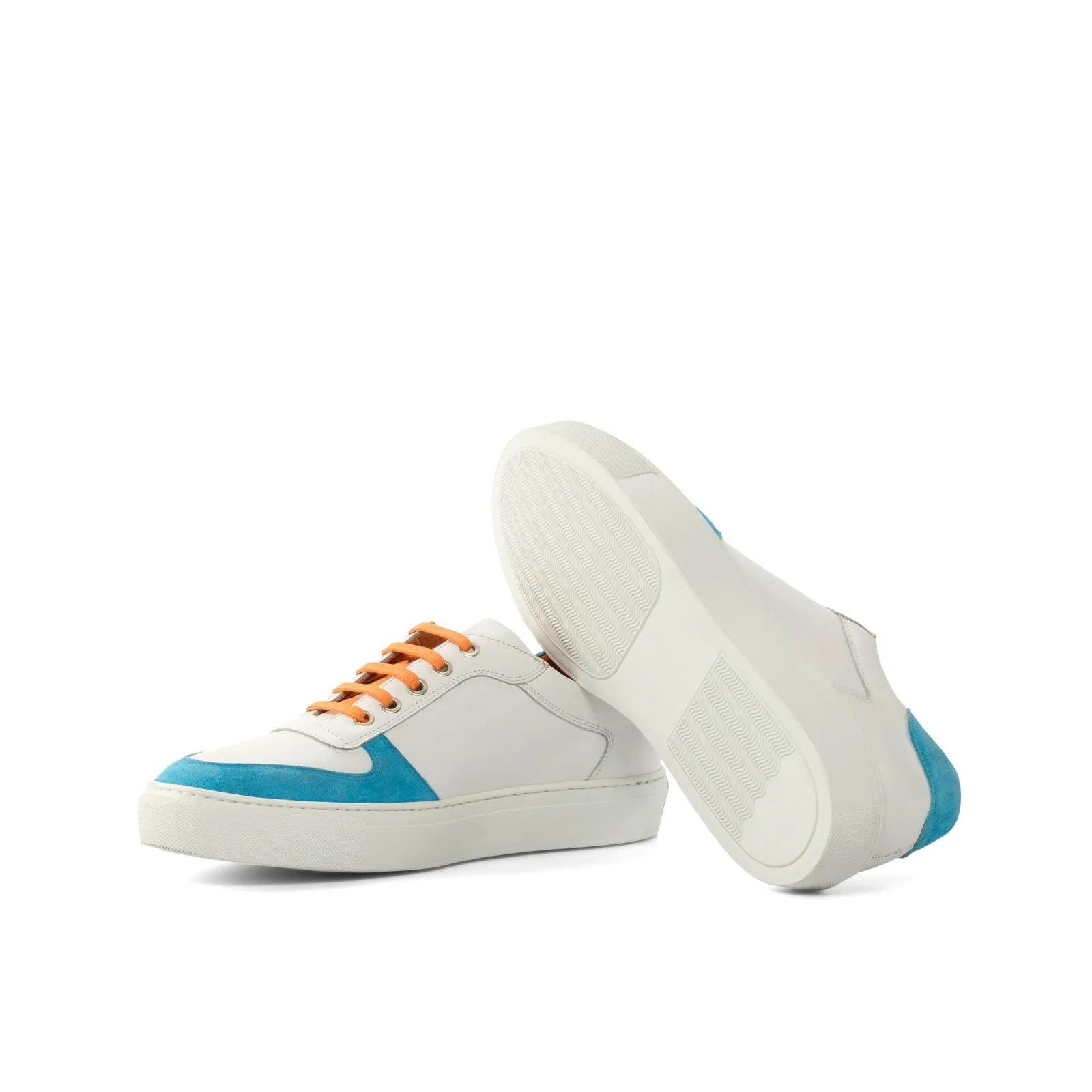 Men's Low Top Trainer Leather Shoes Wide Plus Size Blue 4864
