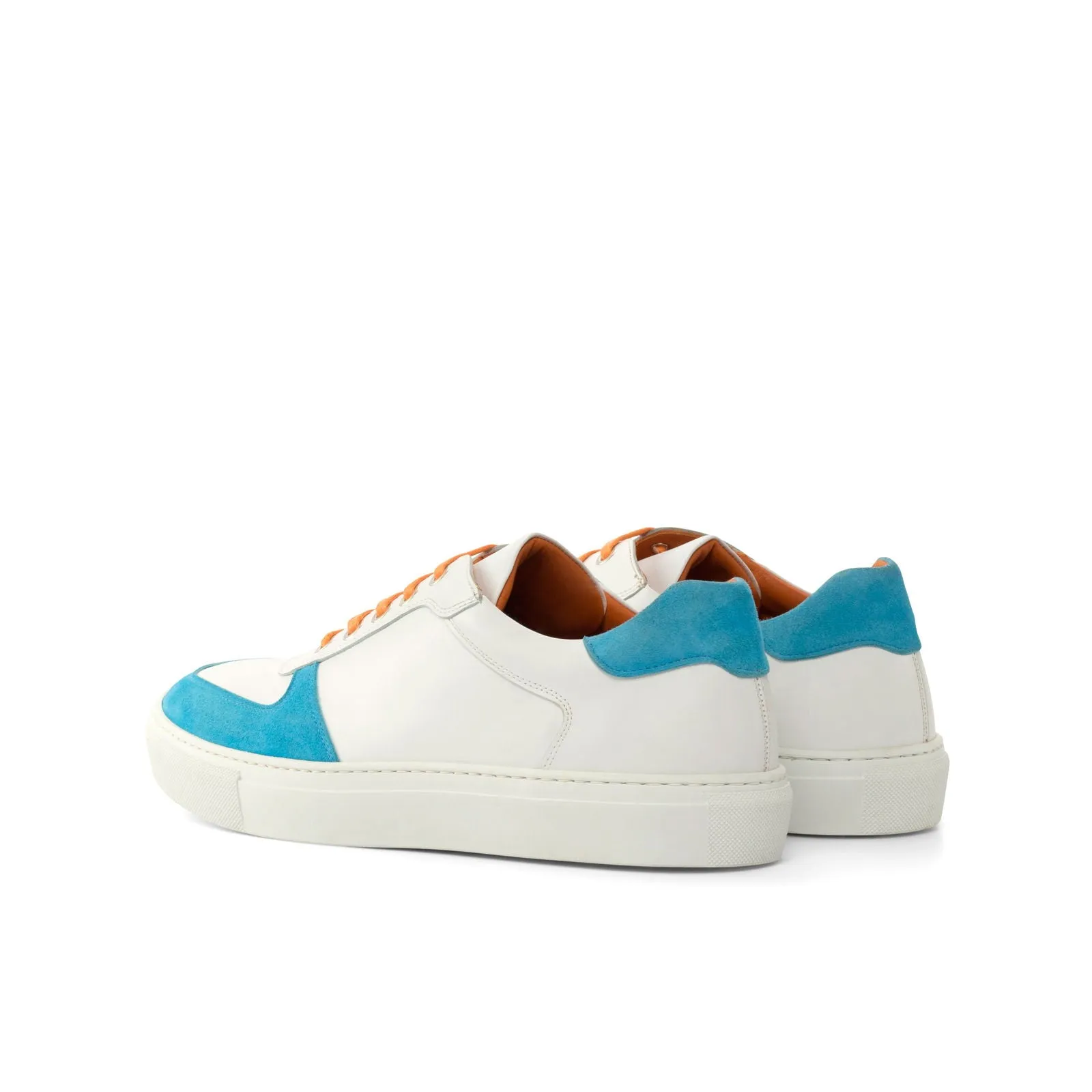 Men's Low Top Trainer Leather Shoes Wide Plus Size Blue 4864