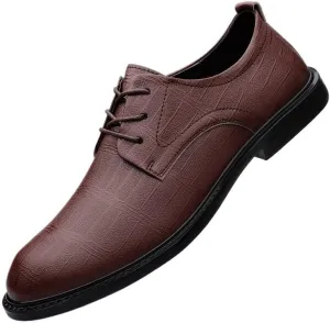 Men's Low Top Wingtip Dress Shoes Lace Up Business Formal Leather Slip Resistant Oxfords