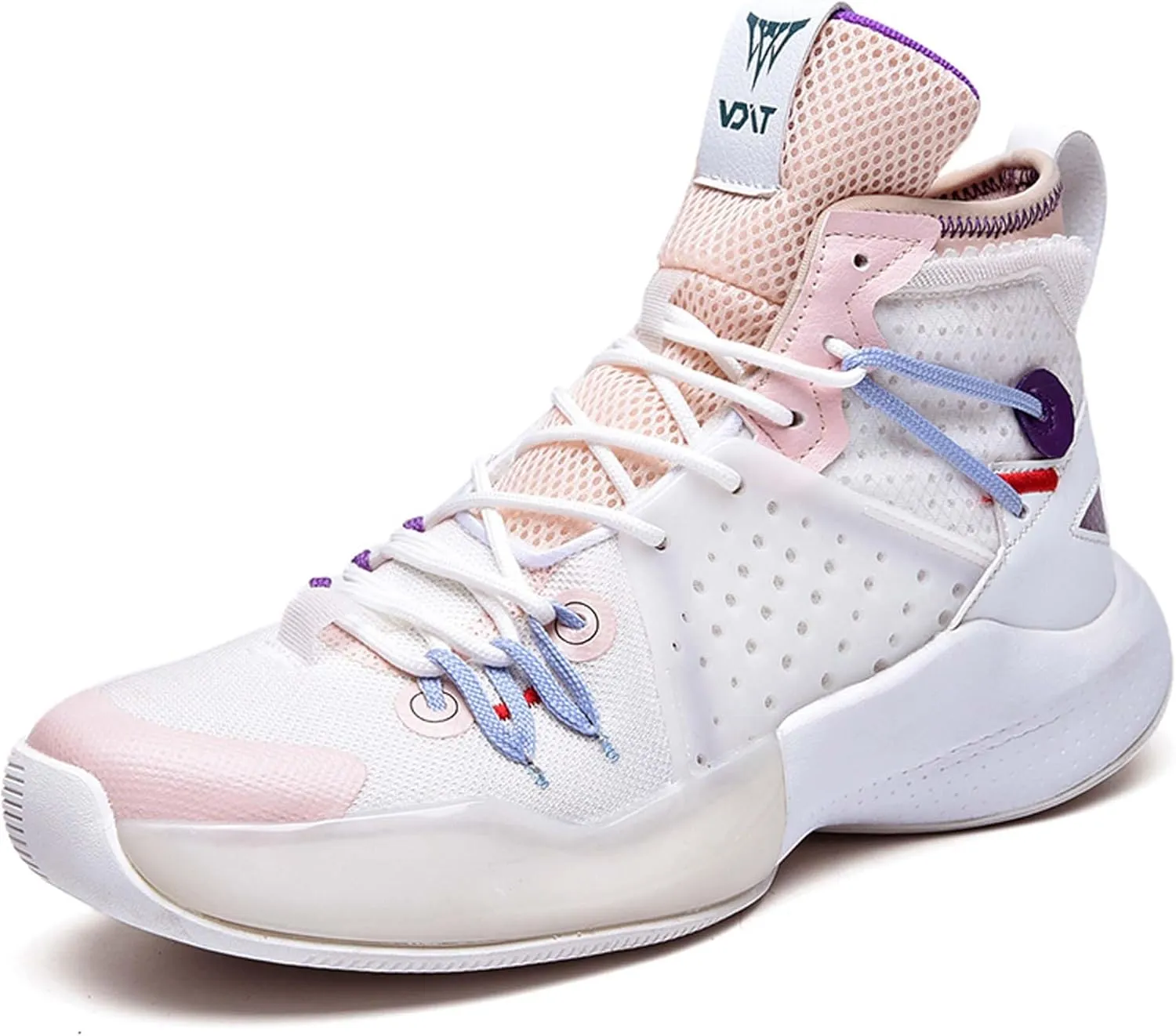 Mens Mesh Fabric Breathable High Top Lace Up Basketball Shoes Rubber Sole High Elasticity Running Shoes Anti Slip and Wear Resistant Mountaineering Shoes Badminton Sports Shoes Tennis Shot Put Shoes