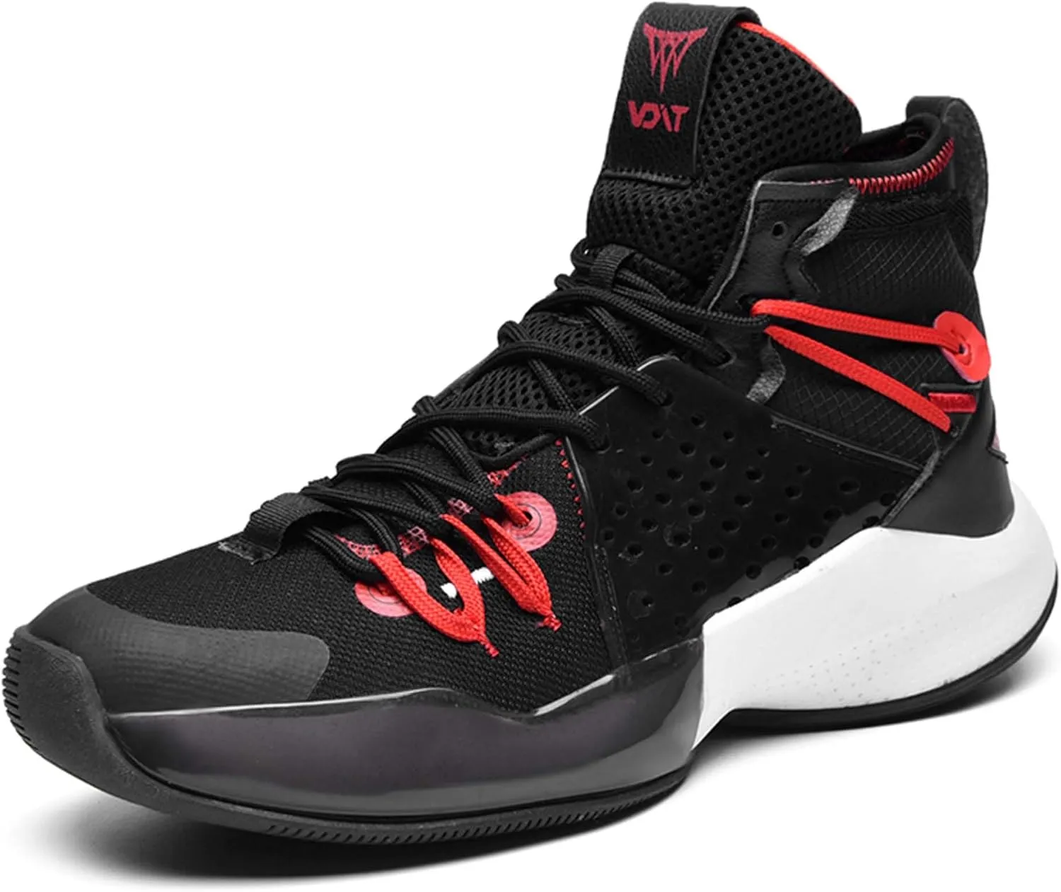 Mens Mesh Fabric Breathable High Top Lace Up Basketball Shoes Rubber Sole High Elasticity Running Shoes Anti Slip and Wear Resistant Mountaineering Shoes Badminton Sports Shoes Tennis Shot Put Shoes