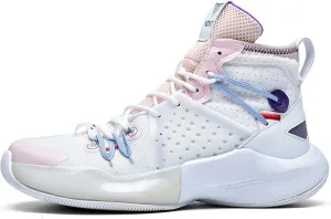 Mens Mesh Fabric Breathable High Top Lace Up Basketball Shoes Rubber Sole High Elasticity Running Shoes Anti Slip and Wear Resistant Mountaineering Shoes Badminton Sports Shoes Tennis Shot Put Shoes