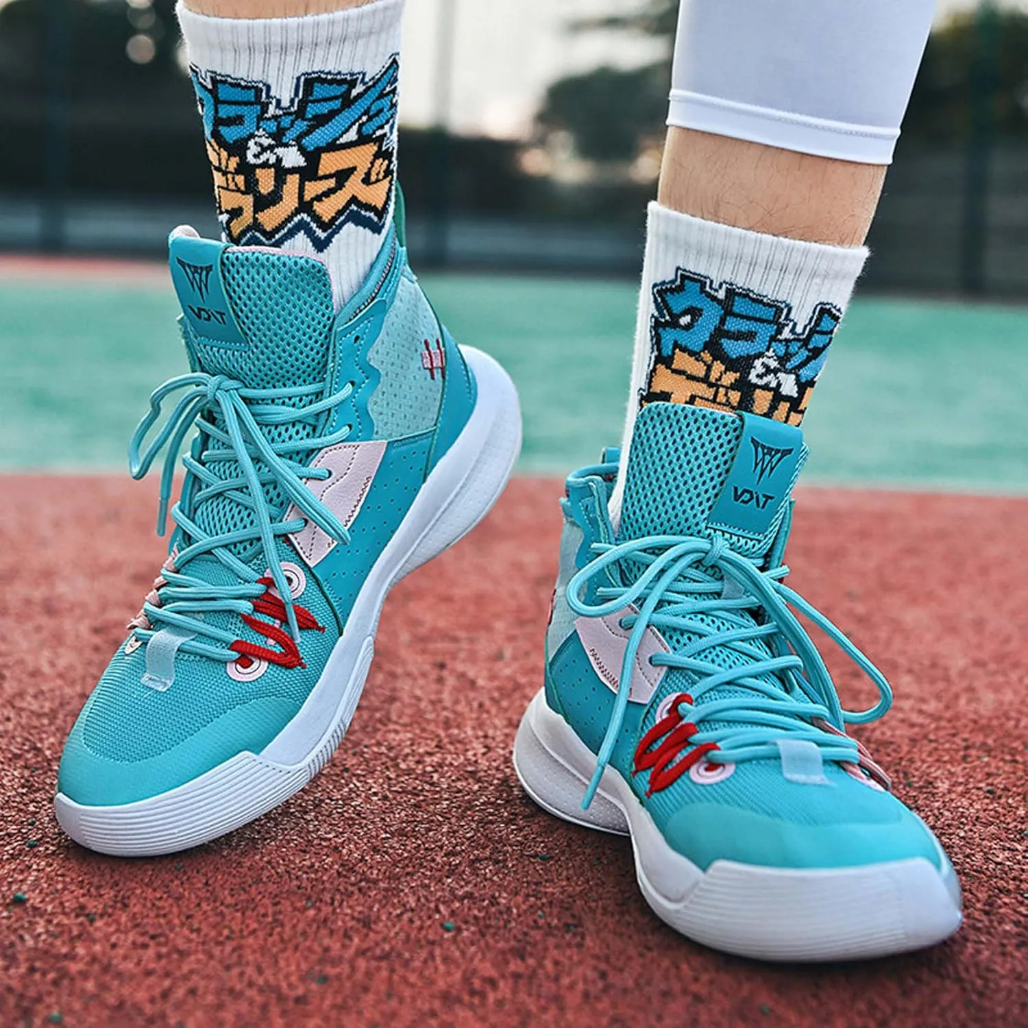 Mens Mesh Fabric Breathable High Top Lace Up Basketball Shoes Rubber Sole High Elasticity Running Shoes Anti Slip and Wear Resistant Mountaineering Shoes Badminton Sports Shoes Tennis Shot Put Shoes
