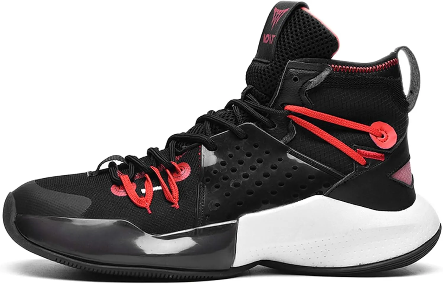 Mens Mesh Fabric Breathable High Top Lace Up Basketball Shoes Rubber Sole High Elasticity Running Shoes Anti Slip and Wear Resistant Mountaineering Shoes Badminton Sports Shoes Tennis Shot Put Shoes
