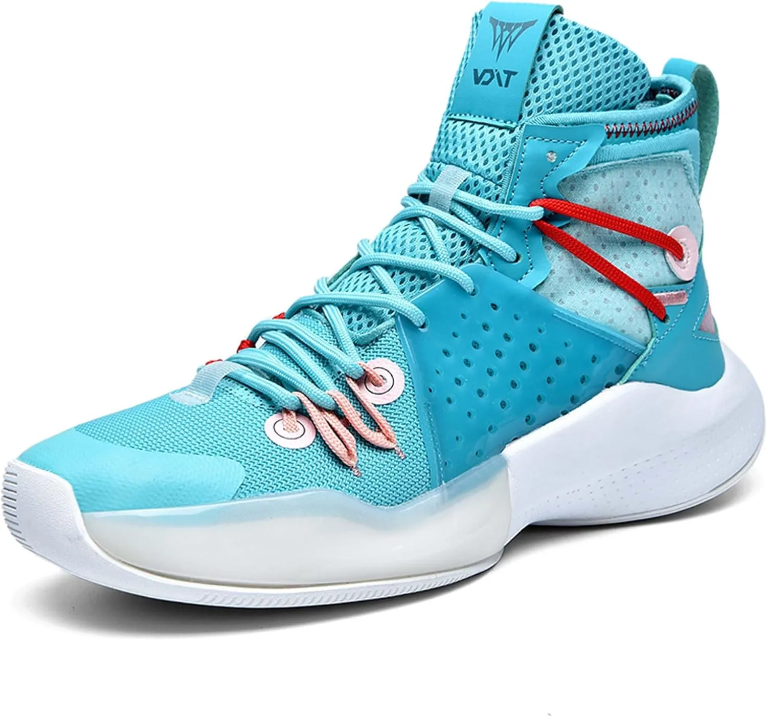 Mens Mesh Fabric Breathable High Top Lace Up Basketball Shoes Rubber Sole High Elasticity Running Shoes Anti Slip and Wear Resistant Mountaineering Shoes Badminton Sports Shoes Tennis Shot Put Shoes