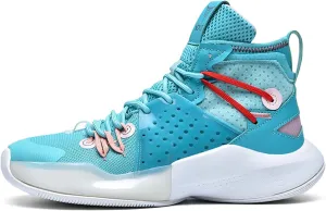 Mens Mesh Fabric Breathable High Top Lace Up Basketball Shoes Rubber Sole High Elasticity Running Shoes Anti Slip and Wear Resistant Mountaineering Shoes Badminton Sports Shoes Tennis Shot Put Shoes