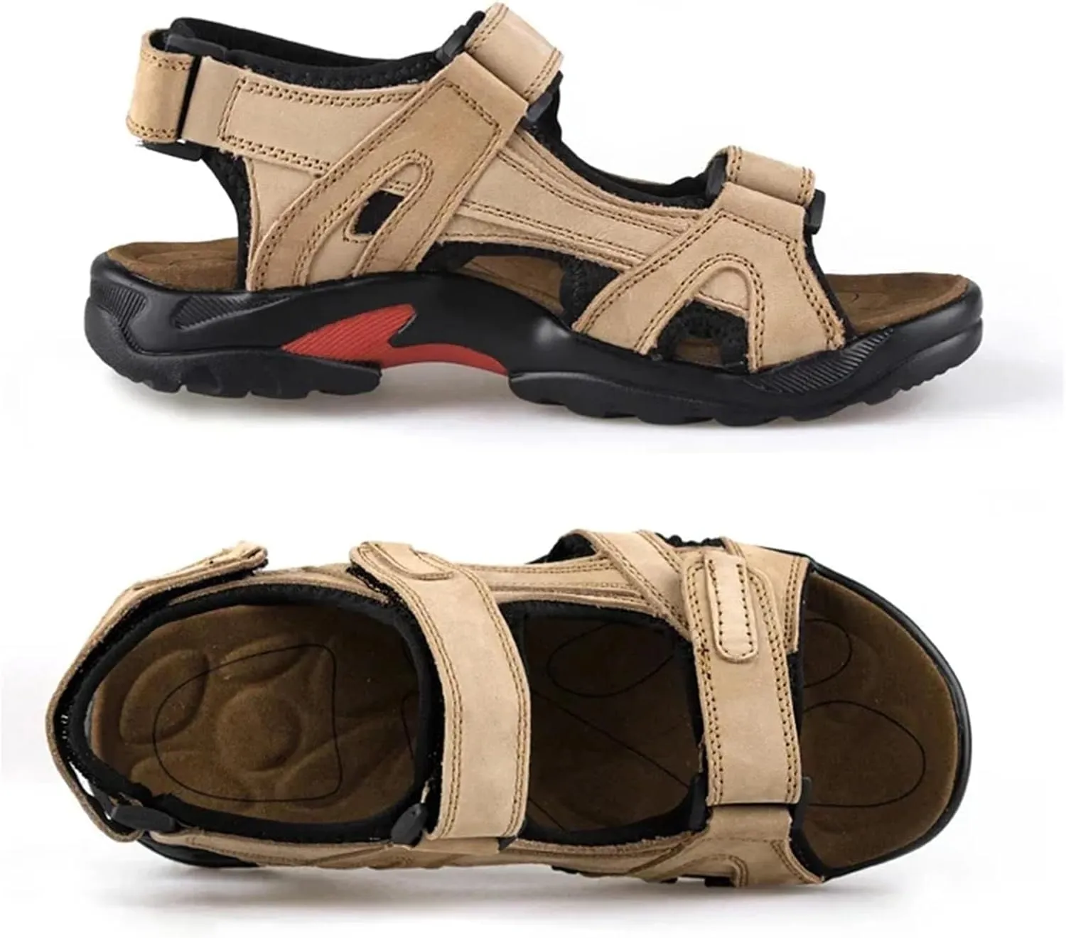 Men's Outdoor Beach Sports Shoes Genuine Leather Sandals Light Open Toe Sandals