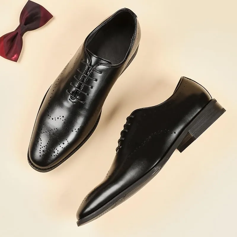 Men's Oxford Formal Leather Business Shoes Classic Cap Toe Slip On Shoes Lightweight Men Leather Upper Breathable Versatile Shoes